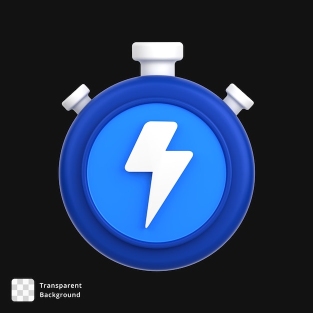 Icon 3D de un temporizador rápido como el relámpago