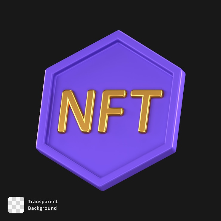 PSD icon 3d de un token de nft púrpura