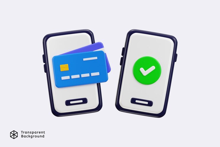 PSD icon 3d de transferencia de dinero en línea en el concepto de éxito de pago de tarjeta de crédito en el éxito de pago en línea de dinero