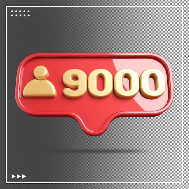PSD icon 9000 seguidores dorado con rojo
