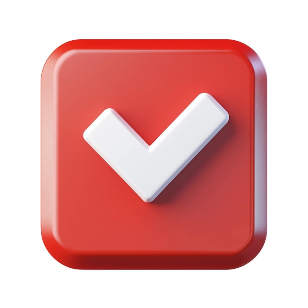 Icon para la aplicación con marca de comprobación en rojo sobre fondo blanco PNGclipart ícono plano transparente