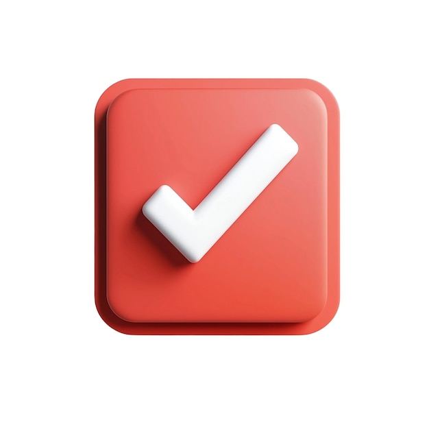 Icon para la aplicación con marca de comprobación en rojo sobre fondo blanco PNGclipart ícono plano transparente