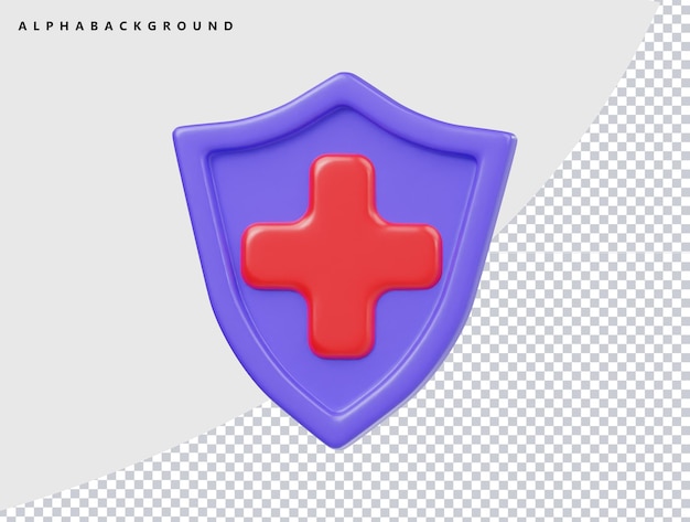 Icon de bouclier médical illustration de rendu 3D