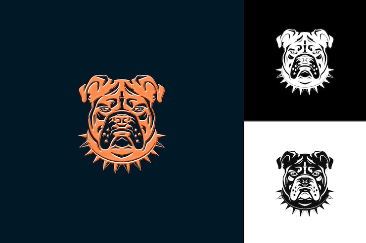 PSD icon bulldog muscular dog face com uma testa enrugada e ilustração animal vector art design