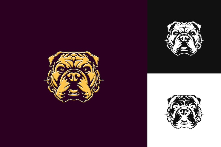 PSD icon bulldog muscular dog face com uma testa enrugada e ilustração animal vector art design