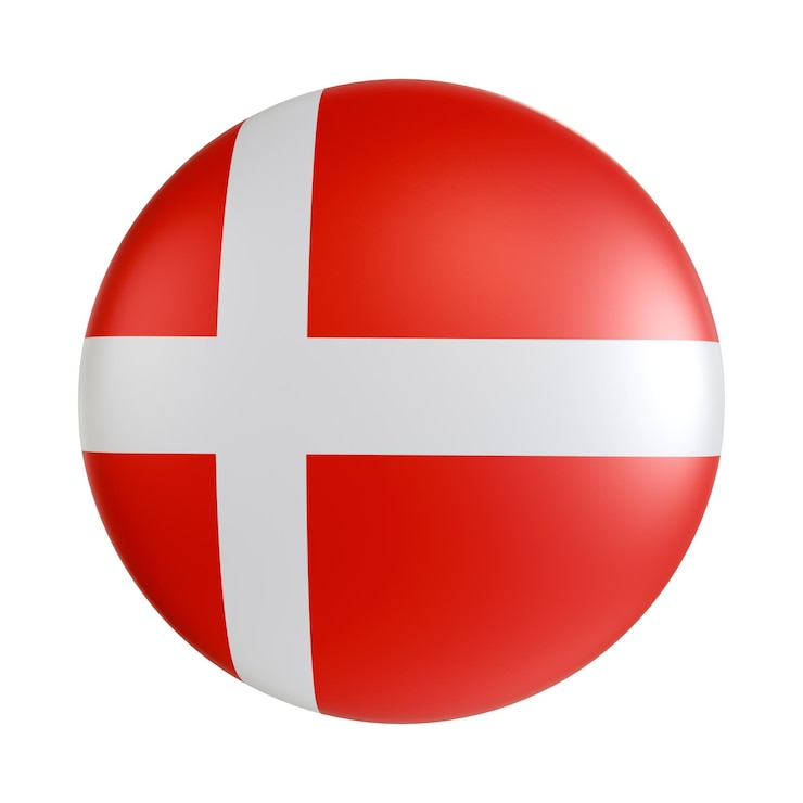PSD icon del círculo en 3d de la bandera de dinamarca