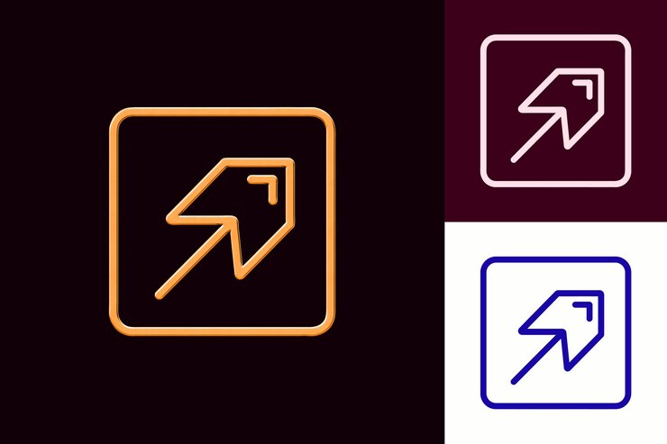 PSD icon com um pequeno triângulo apontando para a esquerda desenhos de ícones minimalistas abstratos