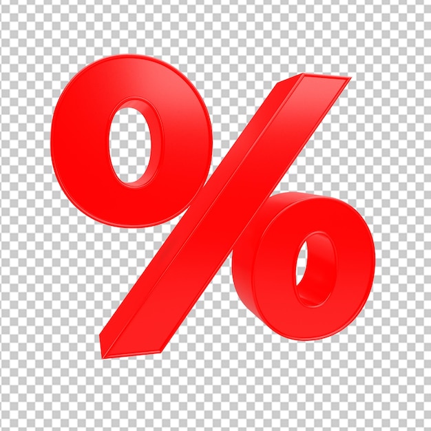 Icon de desconto vermelho em porcentagem de venda renderização 3D