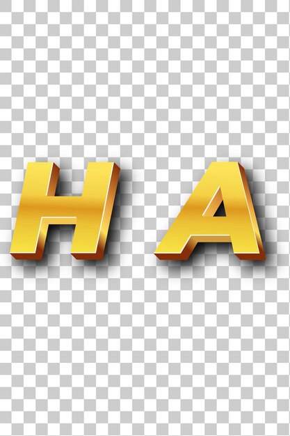 Icon des ha-logos in gold, isolierter weißer hintergrund, durchsichtig