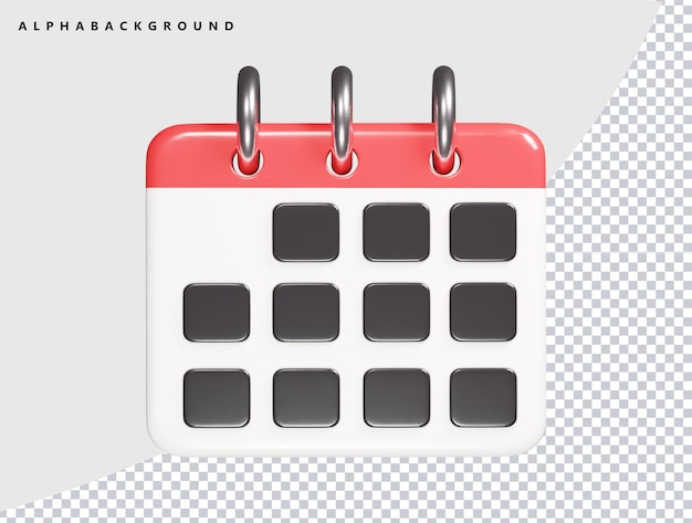 Icon du calendrier illustration de rendu 3D