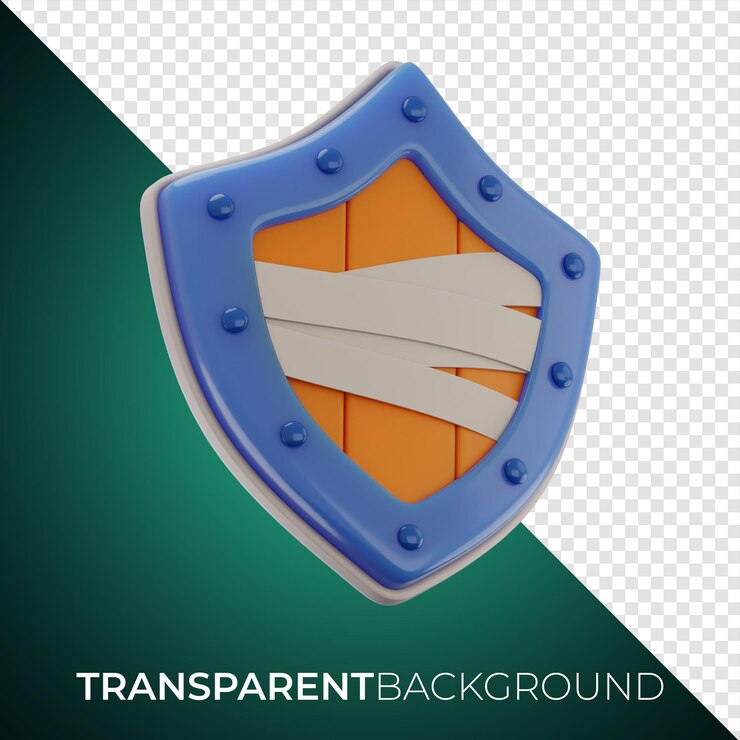 PSD icon de escudo de madera de guerrero de activos de juego premium renderización 3d en fondo aislado