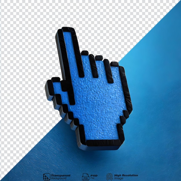 PSD icon hand cursor azul isolado em fundo transparente