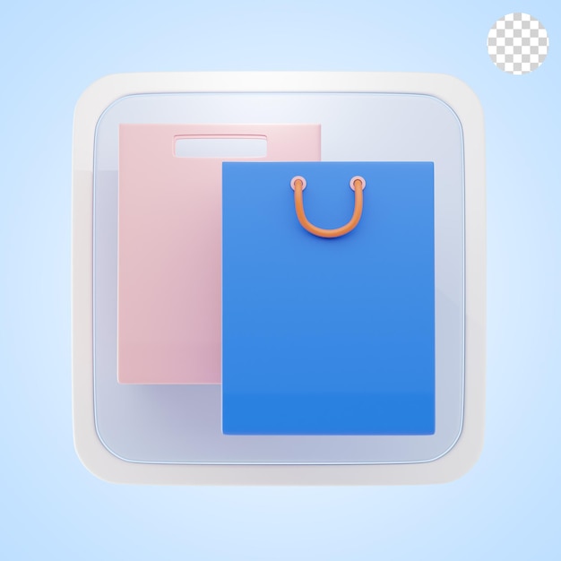 Icon y ilustración de la bolsa de la tienda 3D