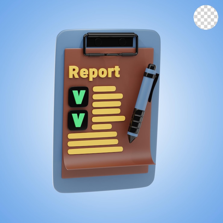 PSD icon y ilustración del informe empresarial en 3d
