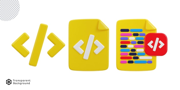 Icon de jeu de code de rendu 3D symbole du développement de la page web