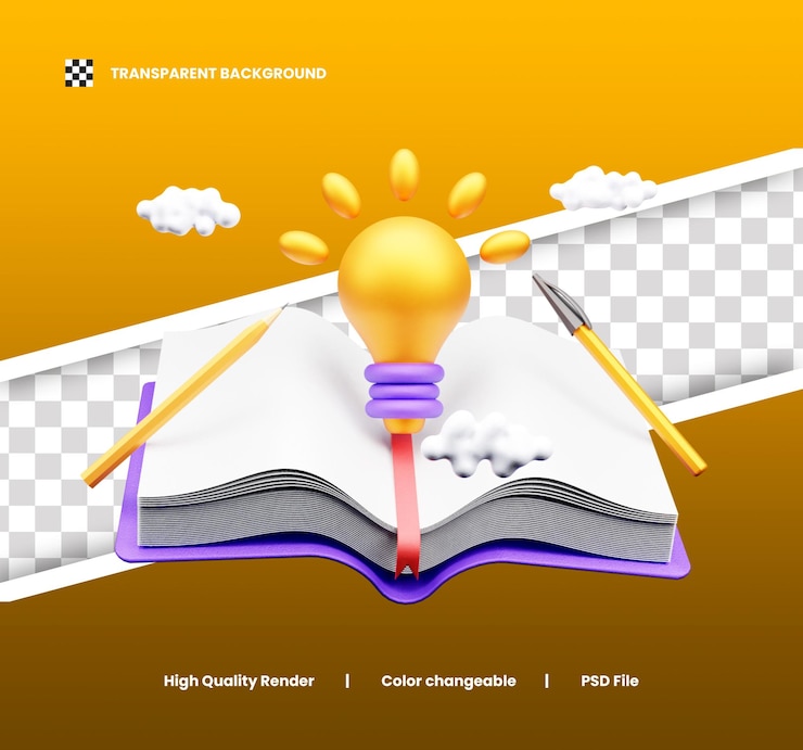 PSD icon de la journée mondiale du livre illustration 3d ou icône de la journée du livre rendu 3d ou icône d'application de la journée internationale du livre rendu 4d