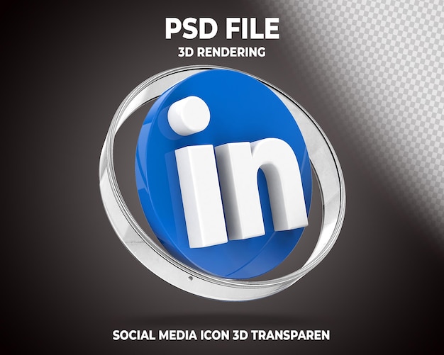 icon linkedin 3d render concept