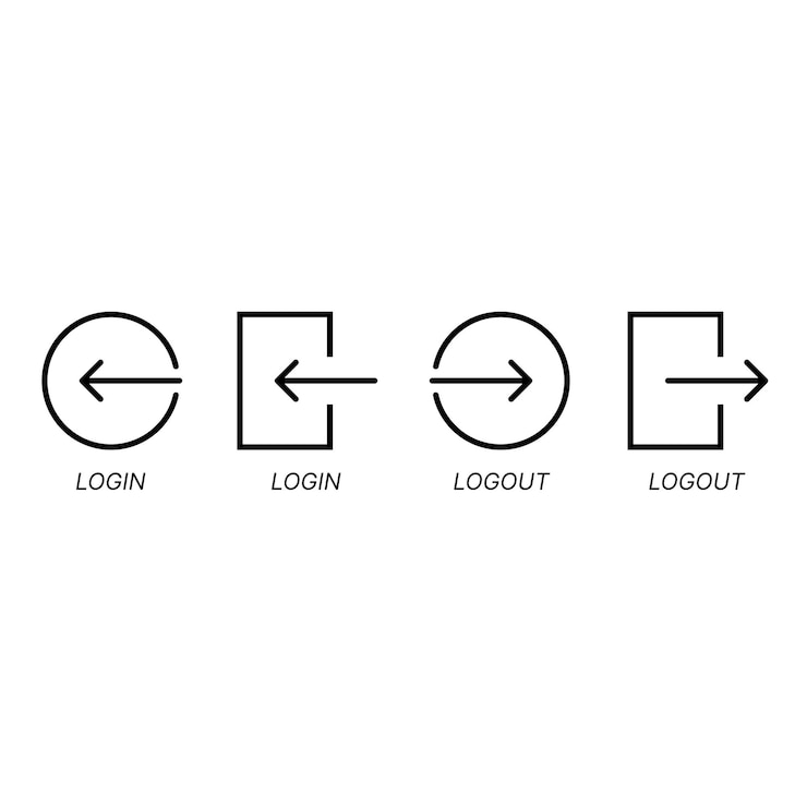 PSD icon login and logout with vektor