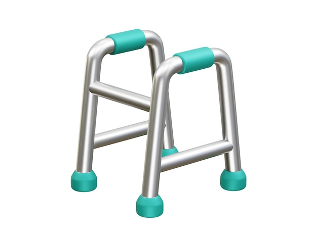 Icon de marche pour personnes âgées illustration 3d Icon de cadre de marche illustration de rendu 3d