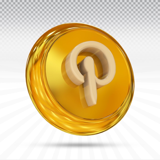 icon pinterest 3d icone social media loghi in stile moderno colore oro