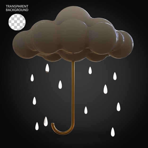 PSD icon de pluie parapluie nuage météo isolé illustration rendu en 3d