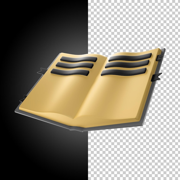 Icon psd 3d render ilustração livro aberto cor editável