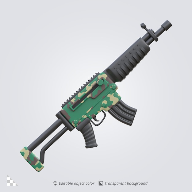 Icon renderizado en 3D de un rifle de asalto de camuflaje