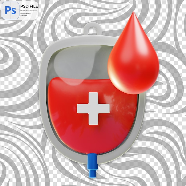 PSD icon de rendu 3d du sac de sang isolé en png