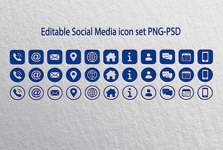 PSD icon set gratuito de mídias sociais em formato png e psd