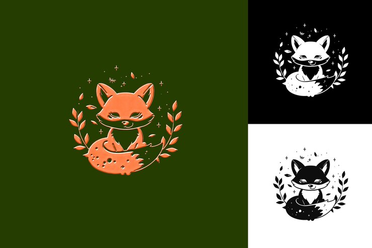 PSD icon sly silueta de zorro con pata como borde astuto zorro ingenio ilustración animal diseño de arte vectorial