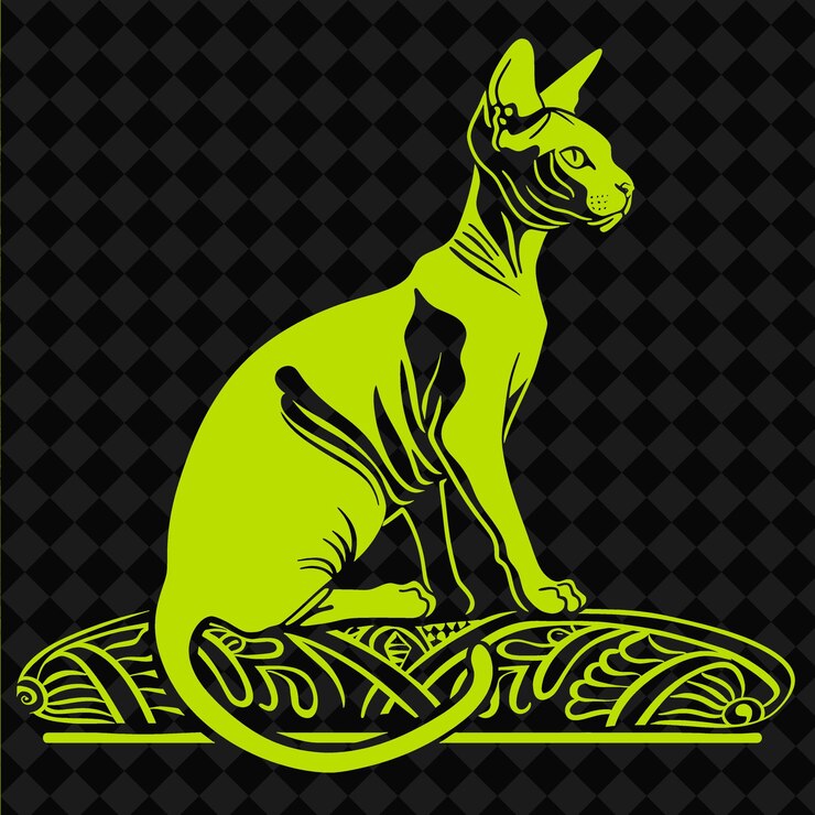 PSD icon sphynx cat perfil de gato sin pelo con una ilustración de expresión real diseño artístico vectorial de animales