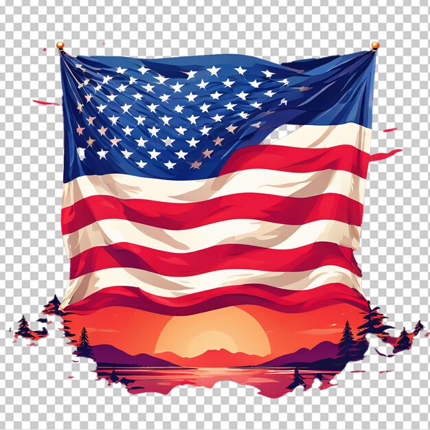 PSD icon vector ilustração da bandeira dos estados unidos wave