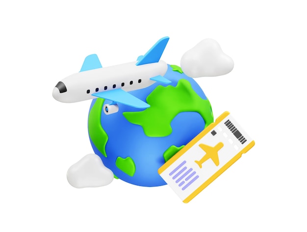 Icon de viaje por el mundo ilustración de renderizado 3D