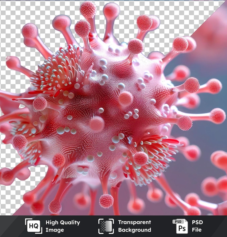 PSD icon de virus d'arrière-plan transparent png clipart avec une cellule dans des cercles rouges et verts