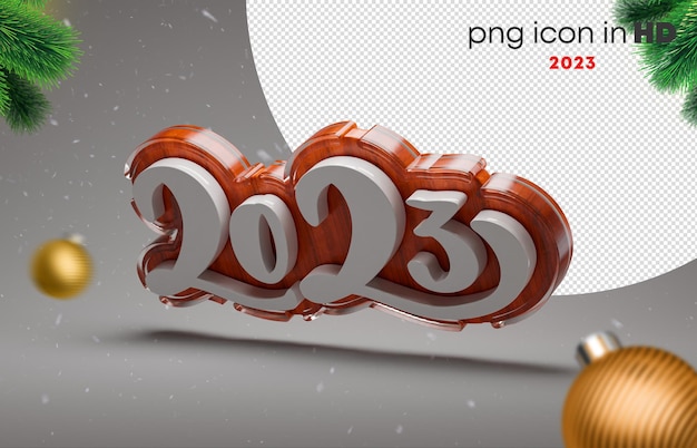 Icona 3D con sfondo trasparente - 2023 (a sinistra in basso)