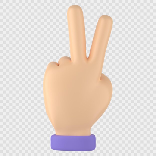 Icona 3d del gesto di vittoria della mano