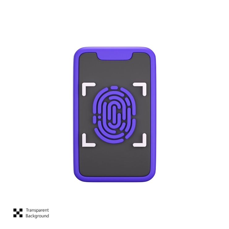PSD icona 3d dell'impronta digitale mobile