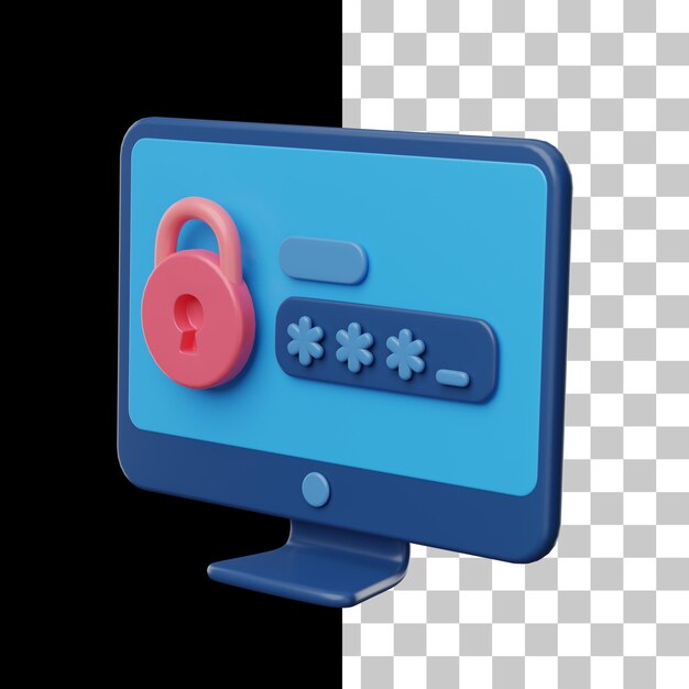 Icona 3D della password del computer