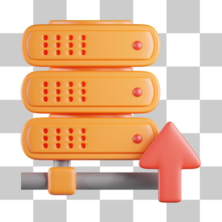 PSD icona 3d di caricamento del server arancione