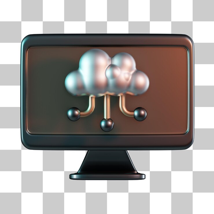 PSD icona 3d di connessione cloud desktop