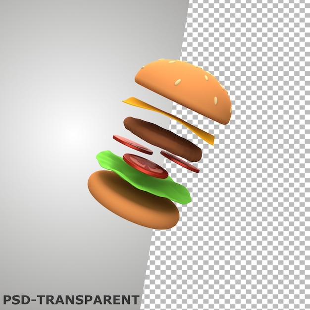 icona 3D di fetta di hamburger