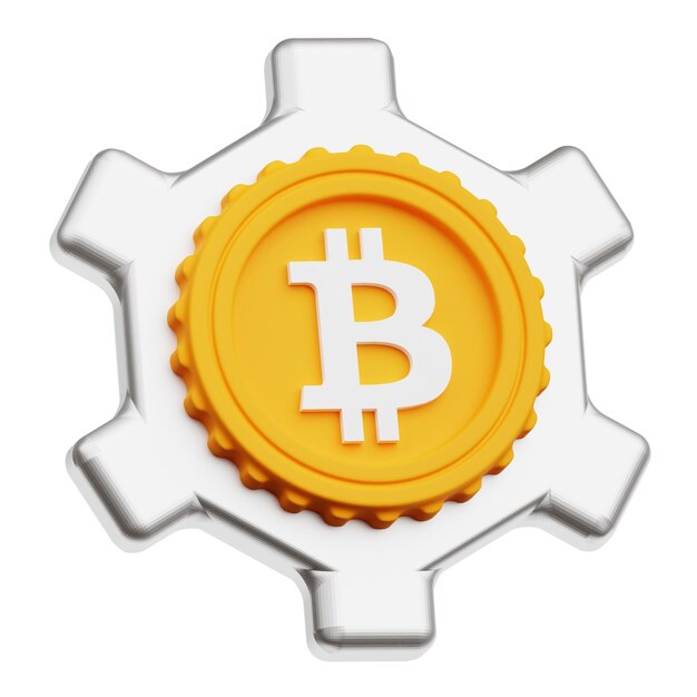 icona 3D di gestione bitcoin isolata sullo sfondo bianco