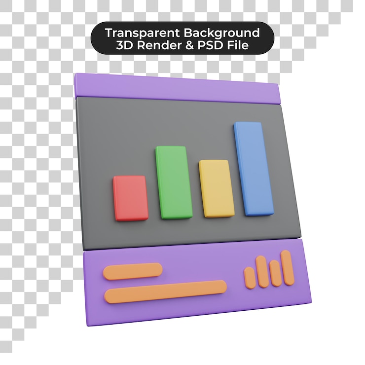 PSD icona 3d di grafico e grafico