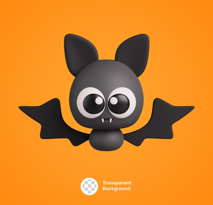 PSD icona 3d di halloween felice del fumetto sveglio con la festa di ottobre isolata del pipistrello