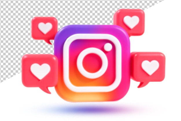 Icona 3D di Instagram con like