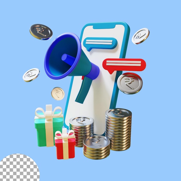 icona 3d di marketing in linea