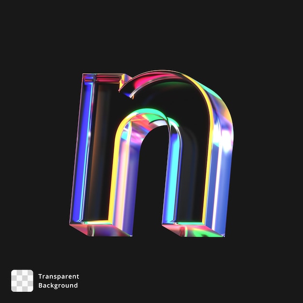 icona 3d di una lettera di vetro n