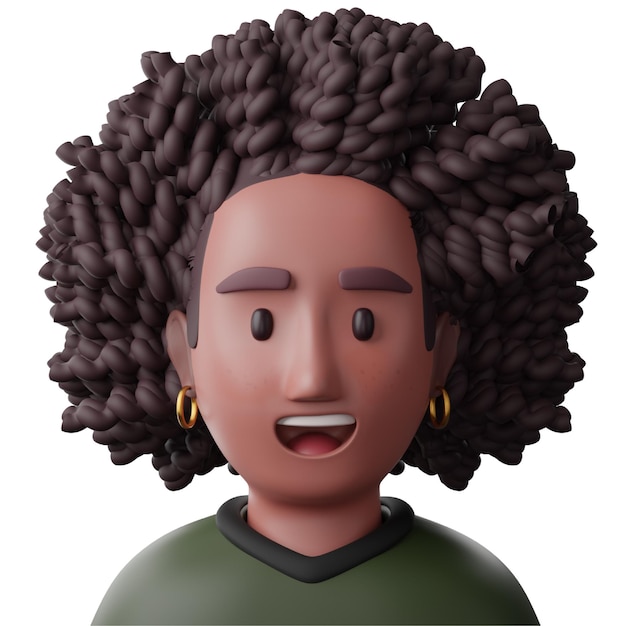 Icona 3D donna afro nera per persone avatar