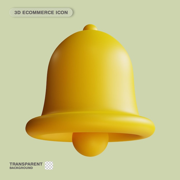 Icona 3D Notifica e-commerce Campane d'oro per la pagina di destinazione del sito Web Banner Marketing Source