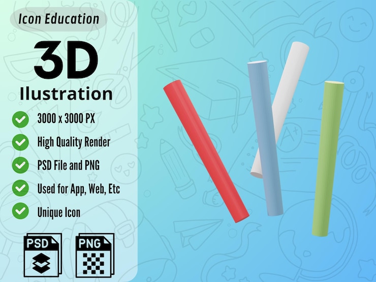 PSD icona 3d per l'istruzione